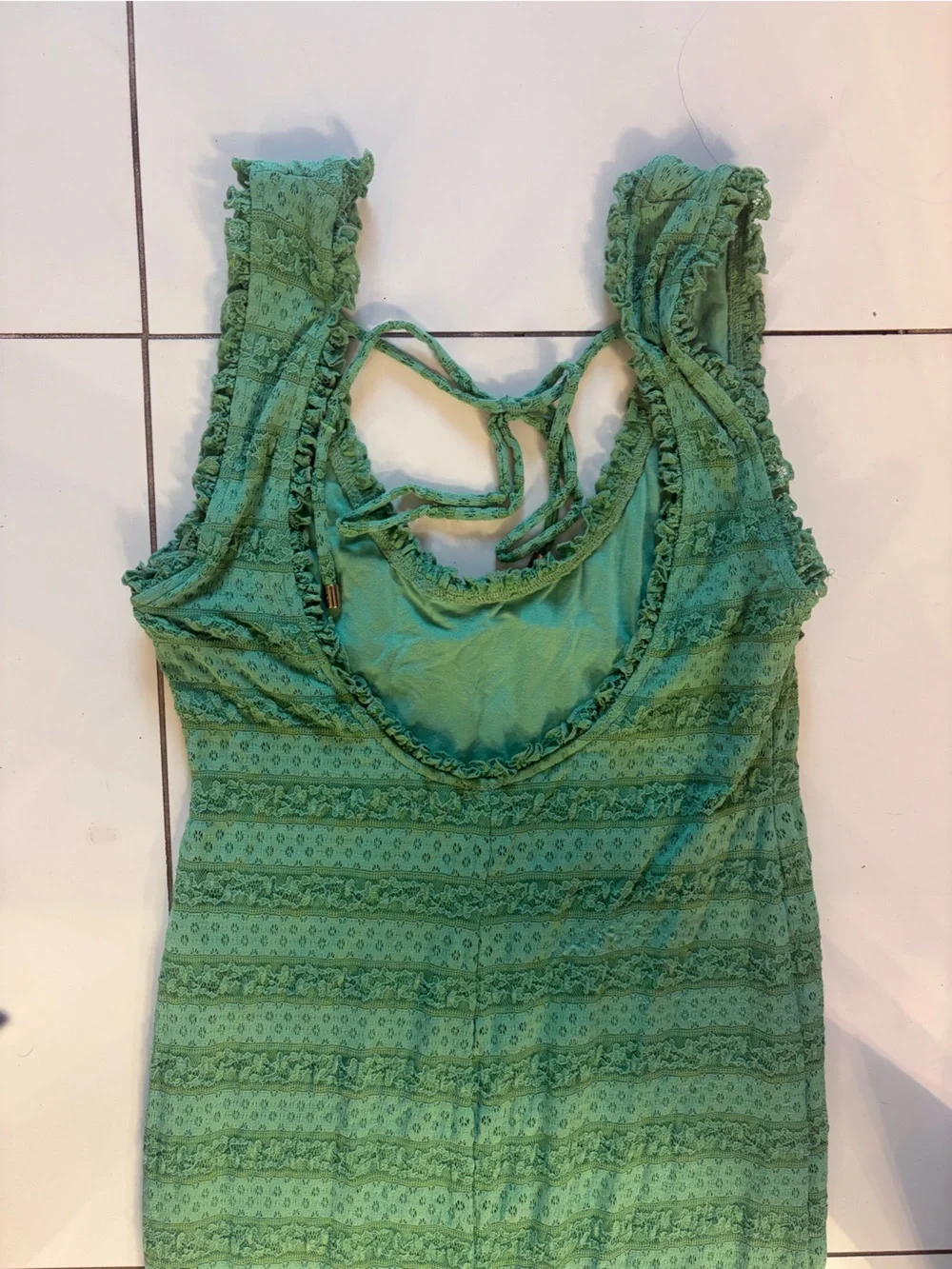 Green Patterned Knit Midi Dress